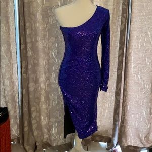 Glitter blue fabulous on sleeve dress